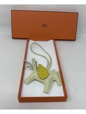 Hermes Pegasus Touch Rodeo Alligator Cream Lambskin Leather Bag Charm